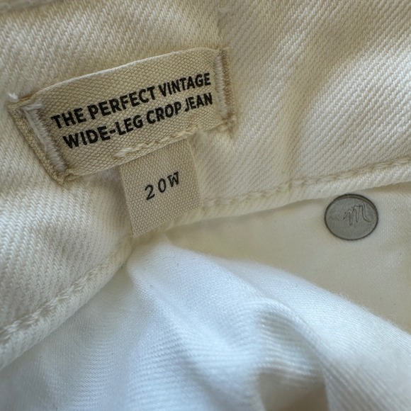 New Madewell The Perfect Vintage Wide Leg Crop Jeans Cream Pant‎ Plus Size 20W - Picture 8 of 11